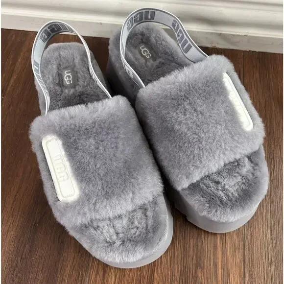 UGG Soft Amethyst Plush Shearling Disco Platform Cozy Slide Sandals - Picture 8 of 11